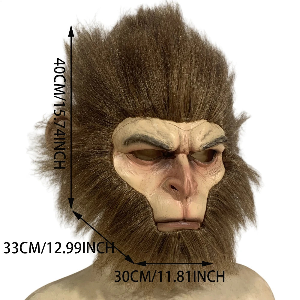Black Mythical Monkey Mask Sun Wukong Latex Simian Headmask Halloween Party Animal Costume Role Playing Props 240906