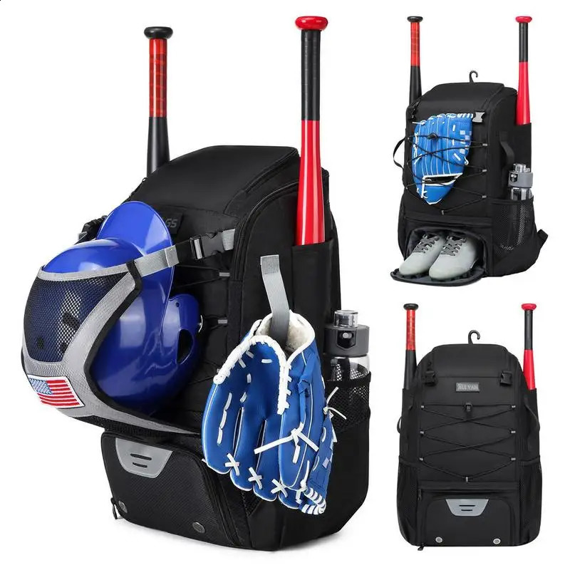 Large capacity soft holding helmet 2 tee baseball bat hitting gloves outdoor exercise camping bag sports organizer 240920CJ