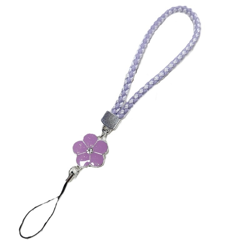 Creative leather lanyard bracelet, new woven mobile phone chain, camellia flower plum blossom short hand rope