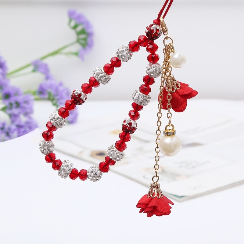 Short mobile phone lanyard creative gypsum bracelet crystal neck hanging case wer pendant for women