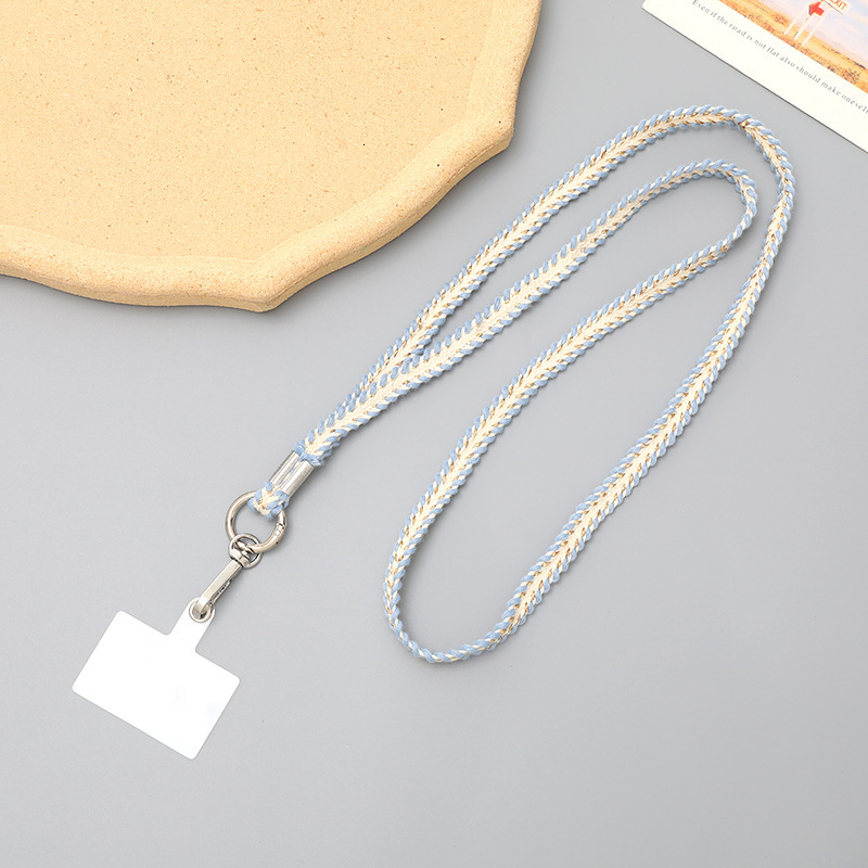 Yilian new style small fragrant woven crossbody chain phone case hanging decoration gradient color shoulder strap anti loss long pendant for women