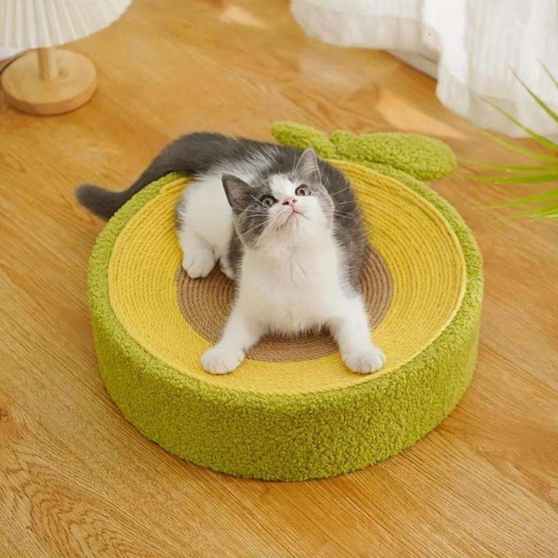 Cat Bed, Cat Scratching Board, Cat Scratcher, Cute Fruit Design Sisal Rope Round Pet Scratching Toy, Summer Cat Furniture
