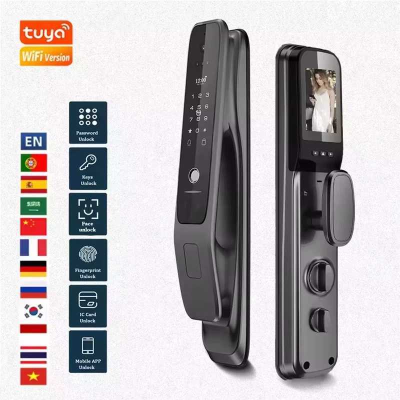 HX5 Smart Door Lock 3D Facial Recognition Smart Home Door Lock WiFi Digital Electronic Lock WiFi Camera Rfid Card CL240907