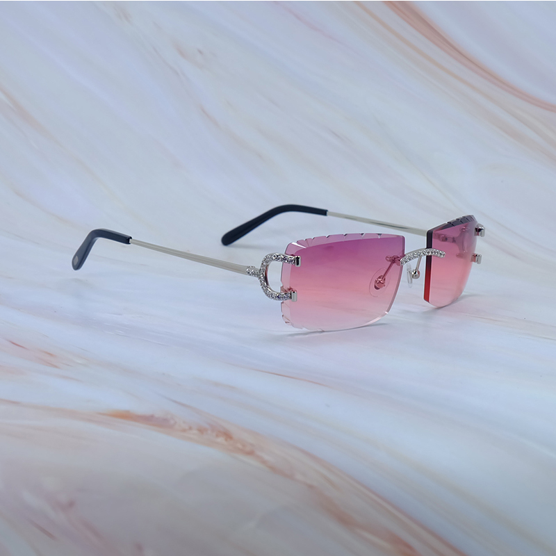 Moissanite Diamond Cut Sunglasses Luxury Carter Designer Brand Wire C Sun Glasses Mens Decoration New In Y2K Glasses Eyewear 012 Silver