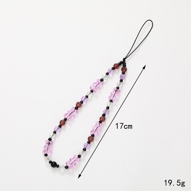 New Acrylic Bear Chain Case Pendant Beaded Phone Rope Anti Drop Hand Strap for Women