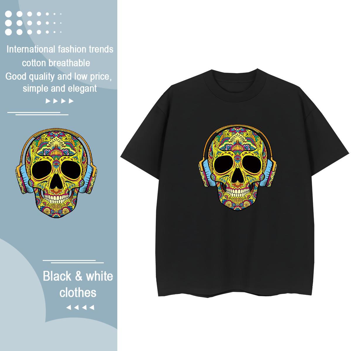 Factory Direct T shirt 100% Cotton 230g Short Sleeve O-Neck Hip Hop skull Unisex Tshirts Designer Oversized Top Shirts