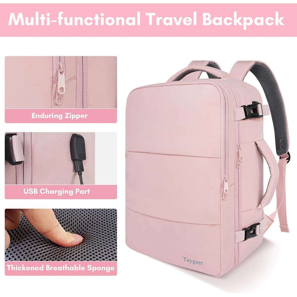 AMZZ Ladies' Travel Portable With USB Charging Port And Shoe Bag, TSA 15.6-Inch Laptop Backpack Approved Flight, University Nurse Bag Casual Back