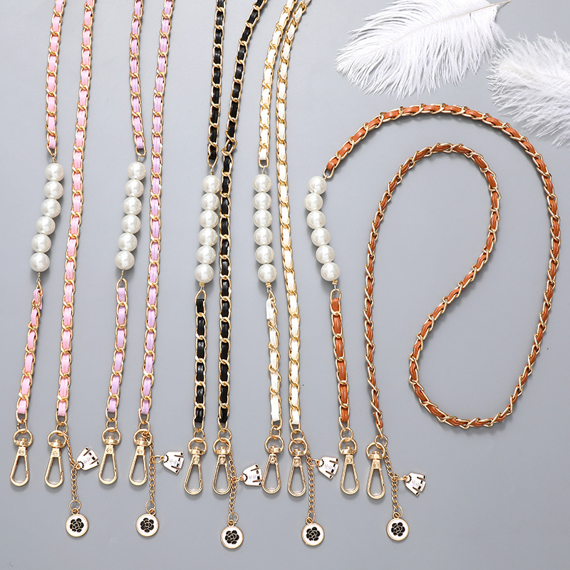 Yilian's new Xiaoxiangfeng pearl string leather crossbody single shoulder bag chain, decoration, phone case, keychain, hanging rope pendant