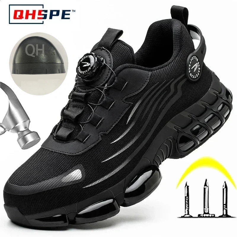 Rotating Button Safety Shoes Men Anti-smash Anti-puncture Work Shoes Fashion Men Sport Shoes Security Protective Boots Men 240902