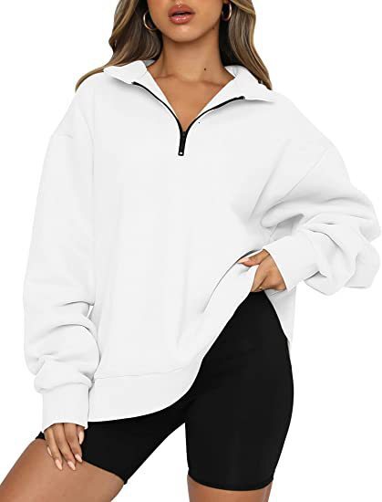 Women's autumn winter new casual top with half zipper long sleeves and plush sweater without pockets, women's hoodie