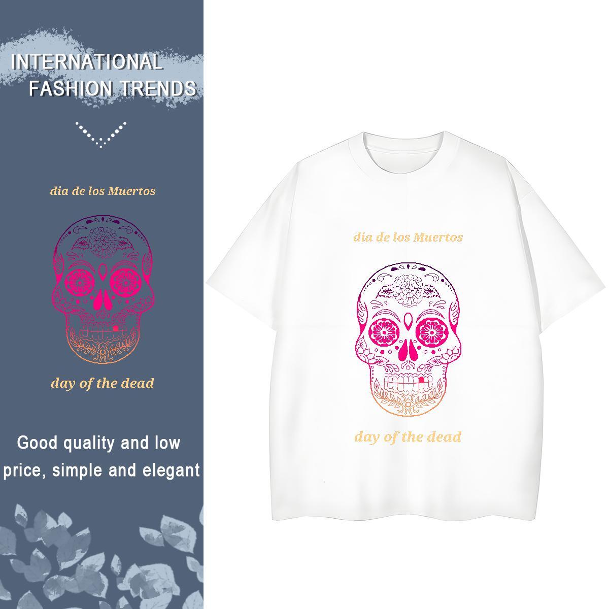 Factory Direct T shirt 100% Cotton 230g Crew Neck Breathable Hip Hop Street skull Women Tees 5A Floral Print Tshirts
