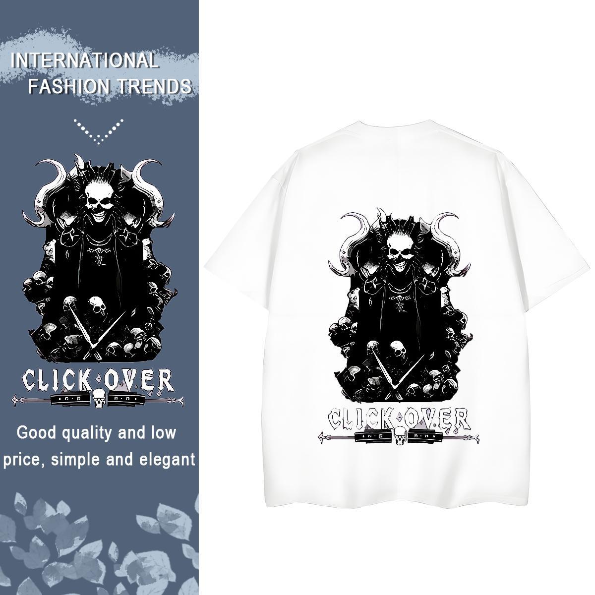 2024 Casual T Shirts Women 100% Cotton 230g Breathable Short Sleeve Casual Sport skull Lady T shirt Female Customized Print Tees