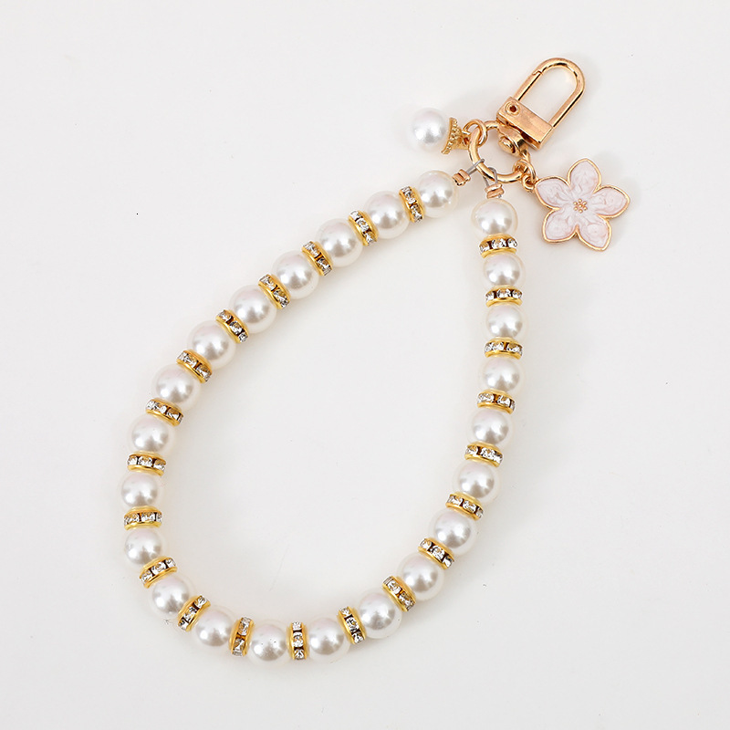 Xiaoxiangfeng Pearl Drill Ring Keychain Pendant Ins Fashionable and Versatile Love Accessories Mobile Phone Rope Hanging Chain
