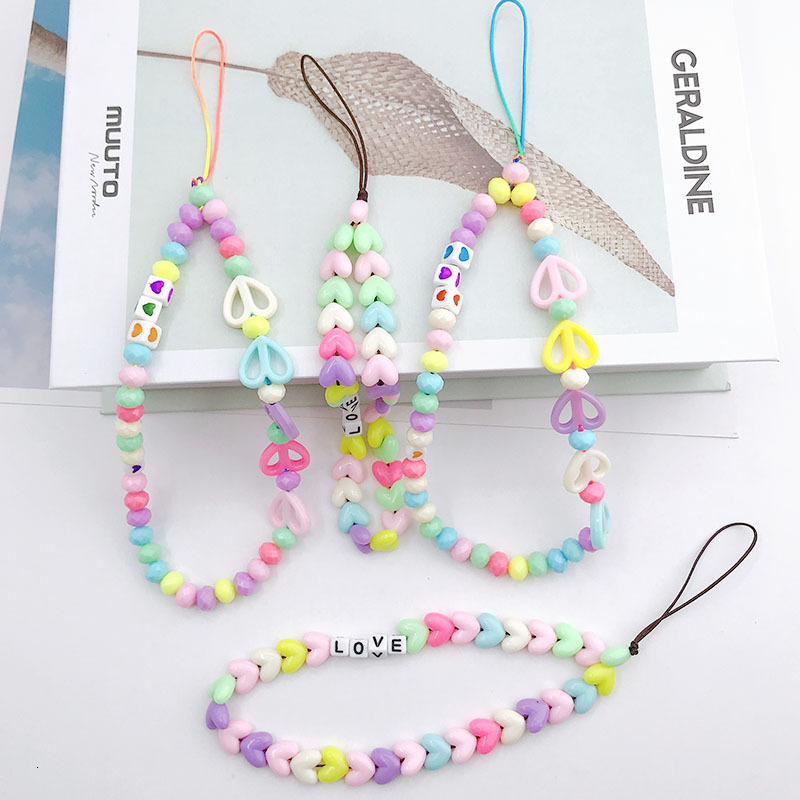 Yilian New Spring Color Mobile Handmade DIY Love Chain Anti Drop Phone Case Hanging Rope Pendant