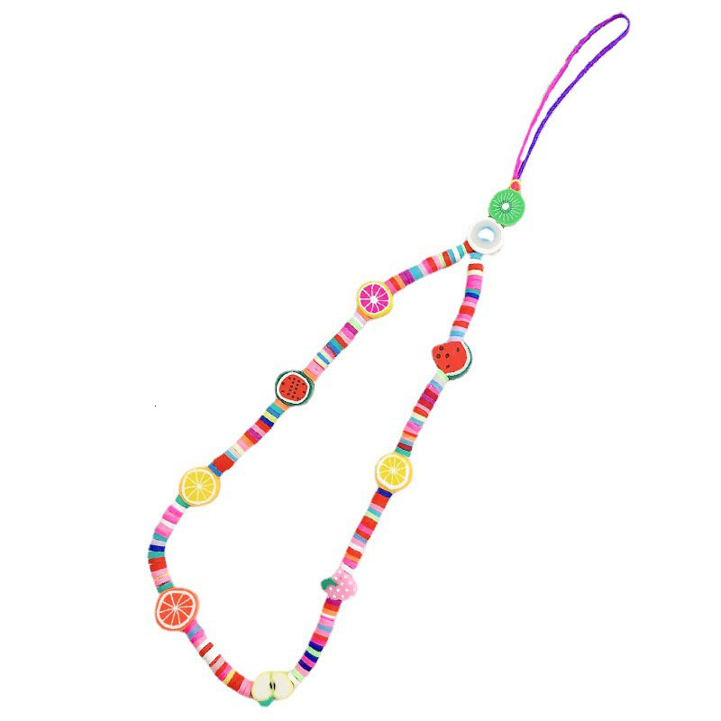 Yilian New Fruit Chain Handmade DIY Soft Ceramic Letter Beaded Rope Anti Loss Phone Case