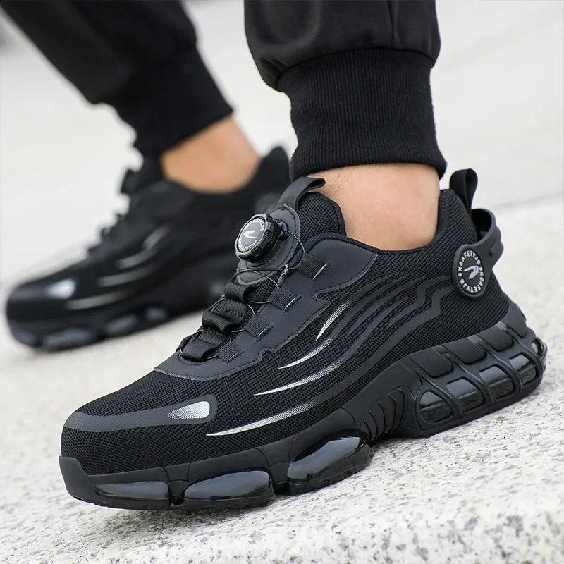 Rotating Button Safety Shoes Men Anti-smash Anti-puncture Work Shoes Fashion Men Sport Shoes Security Protective Boots Men 240902