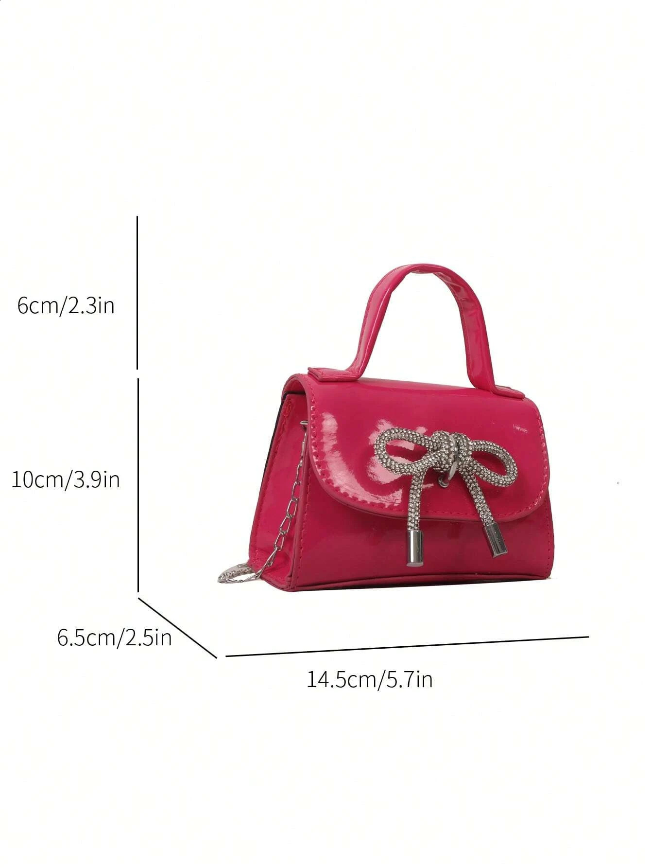 Mirror Pu Mini Handbag With Bow Decoration Fashionable Shiny Butterfly Decorated Mini Handbag Crossbody Bag For Women Girls 240907