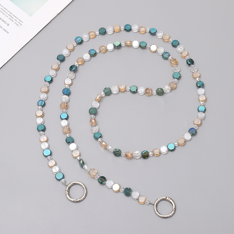 Personalized round crystal crossbody handmade bead love phone hanging rope pendant single shoulder strap bag chain