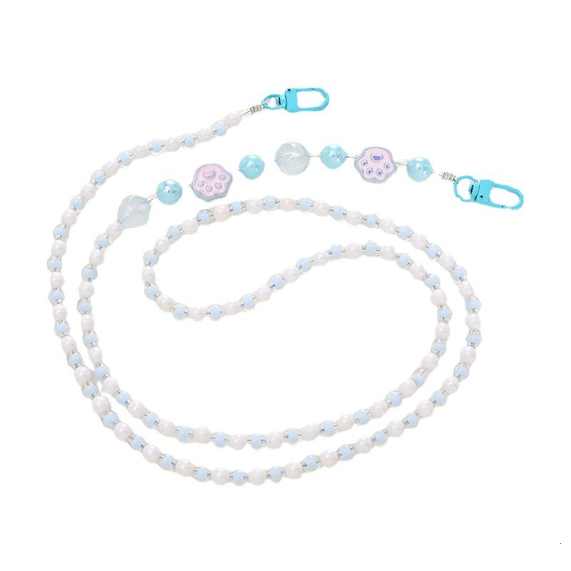 Beaded pearl cat claw crossbody mobile phone hanging rope, bag, chain, pendant, women's gift