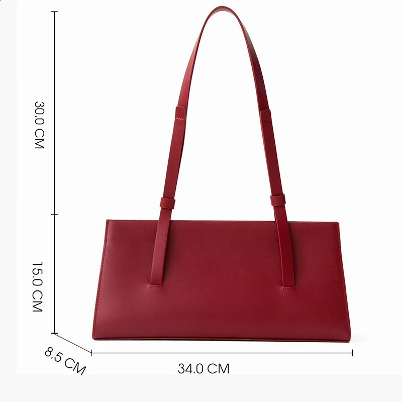 Donna in French Fashion Womens Shoulder Lower Bag Split Leather Red Soft Handbag Autumn 240906