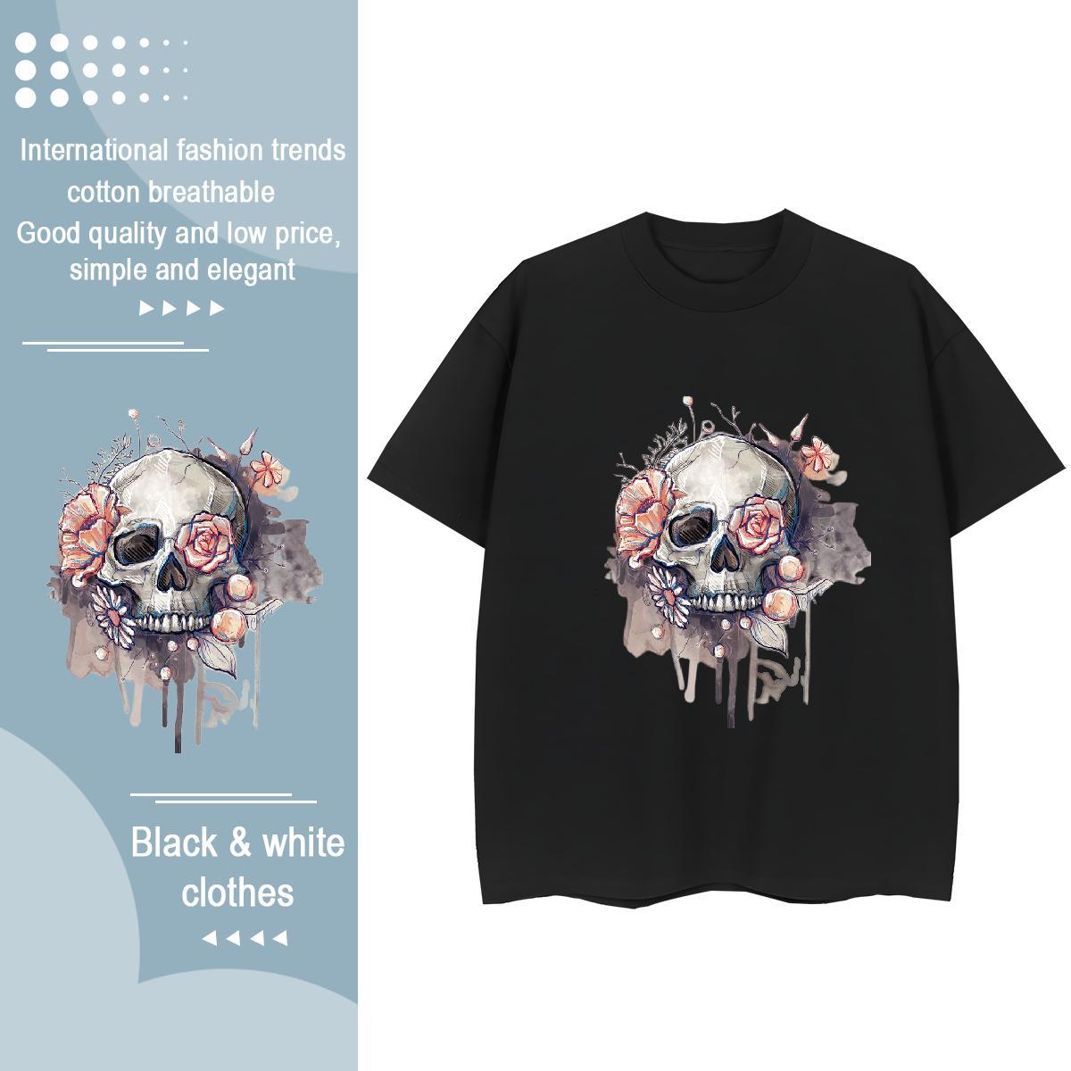 New Arrival T Shirts Women 100% Cotton 230g Breathable Soft Summer Casual flower Couples T Shirts High quality Oversized Wear