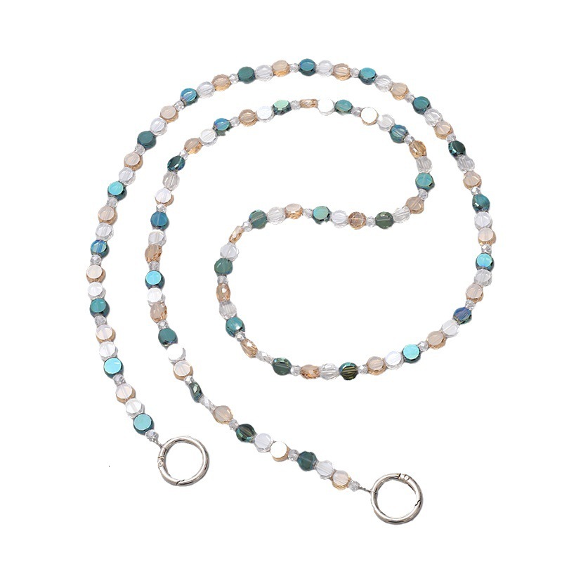 Personalized round crystal crossbody handmade bead love phone hanging rope pendant single shoulder strap bag chain