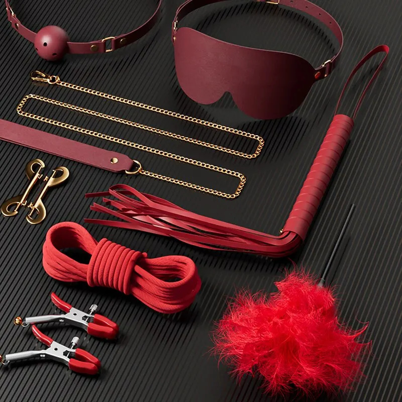 JIUUY Adult SM Sex Products Kits Bondage Gear Collar Butt Oral Erotic Bundle Blindfold Whip Sex BDSM Sex Game for Couples 240904
