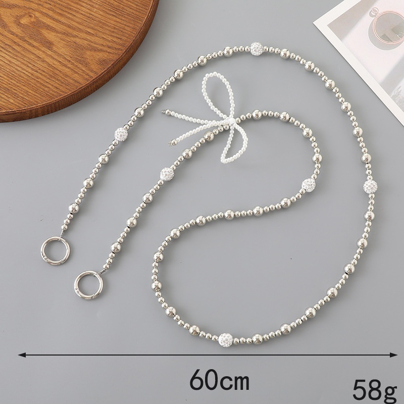 Creative new mobile lanyard, pearl bow, bead string, crossbody luggage accessories, phone case, chain pendant