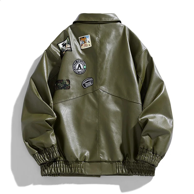 JS589American retro school to overcome male spring and autumn casual luftier motorcycle leather jacket windproof coat 240905