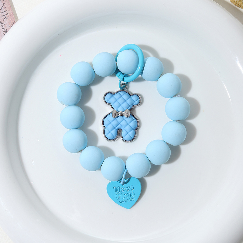Yi Lian's New Rubber Bead Bracelet, Phone Case, Jewelry, Candy Color Bear Pendant, Anti Drop Wrist Strap for Women