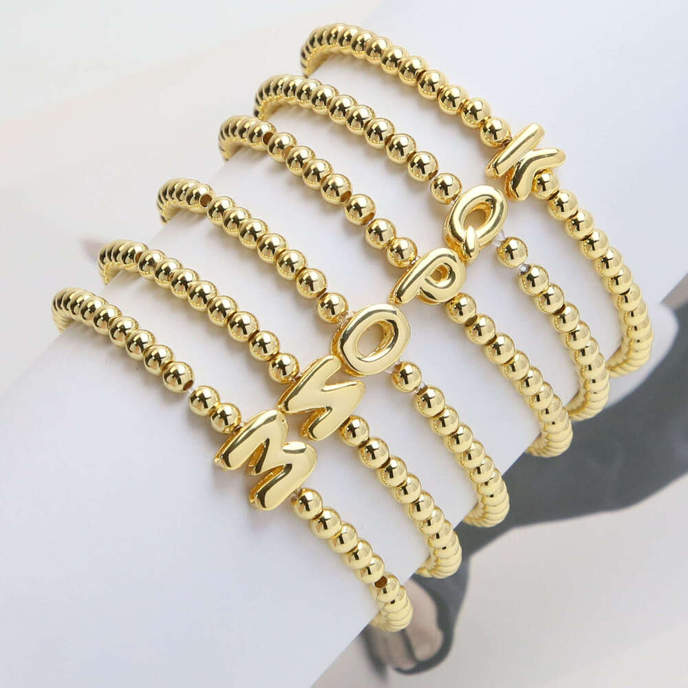INS HoT Sell designer for men and women jewelry Spring and Summer Smooth Balloon Cute 26 English Small Letter Copper Elastic Thread Bead Bracelet gift