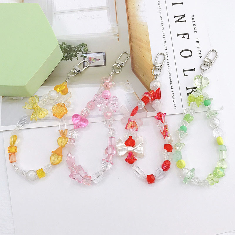 Yilian's new acrylic mixed color pendant DIY phone case handmade bead earphone bag hanging accessories for women