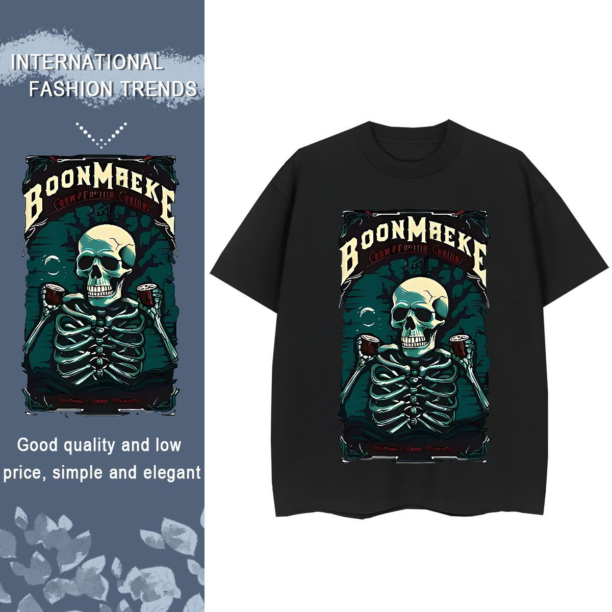 2024 DIY Women T Shirts 230g Pure Cotton Short sleeve Soft Summer Casual skull Unisex Tshirts Female White Plus Size Tops Shirt