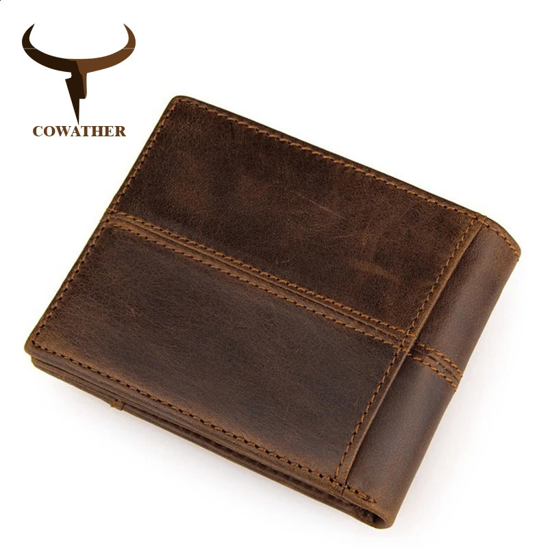 COWATHER 100% top quality cow genuine leather men wallets fashion splice purse price carteira mascua original 240904