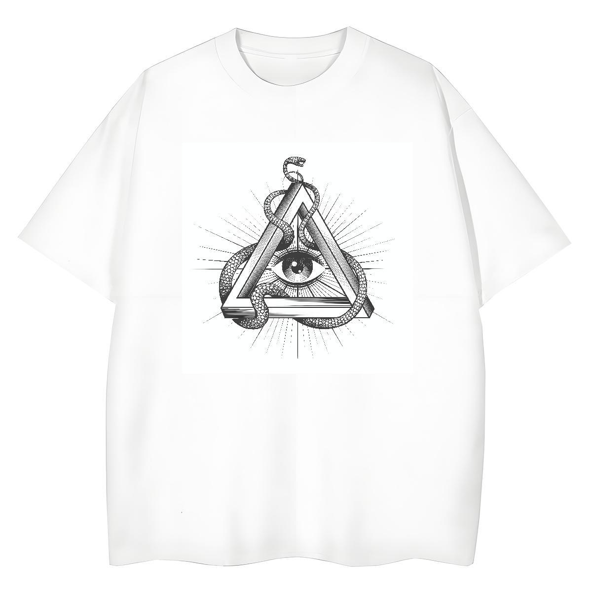 Casual New T Shirts Women 230g Cotton Comfortable Sport eye of the devil Women Tees High quality Black Oversized Top Shirts