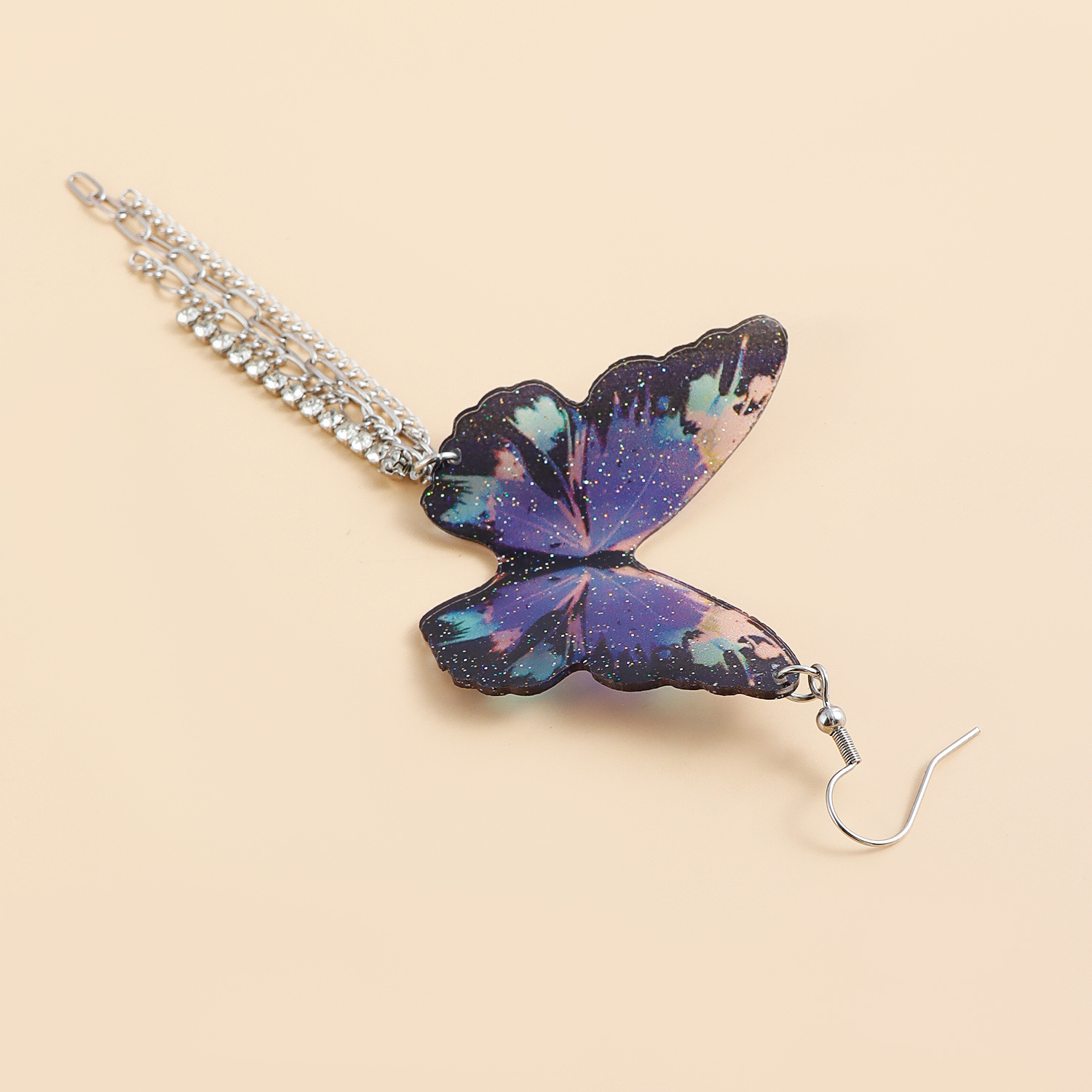 Butterfly Vintage Dangle Chandelier Earrings For Women Purple Crystal Tassel Chain Fashion Drop Jewelry Dropshipping Ladies Party Birthday Club Weddin