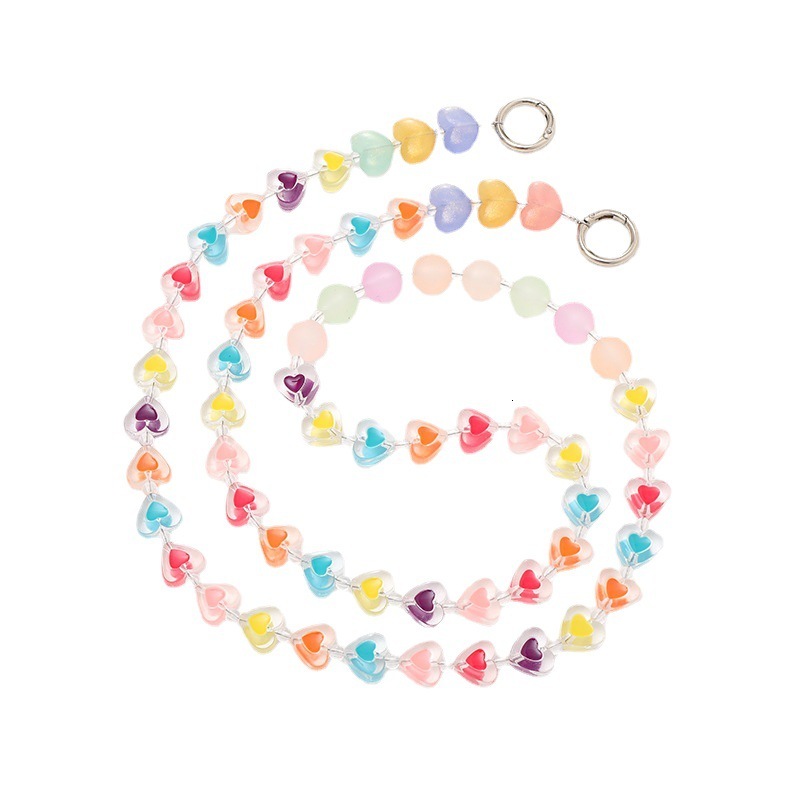 Yilian's new Korean version candy colored acrylic love crossbody chain, mobile rope, colorful phone case hanging decoration pendant