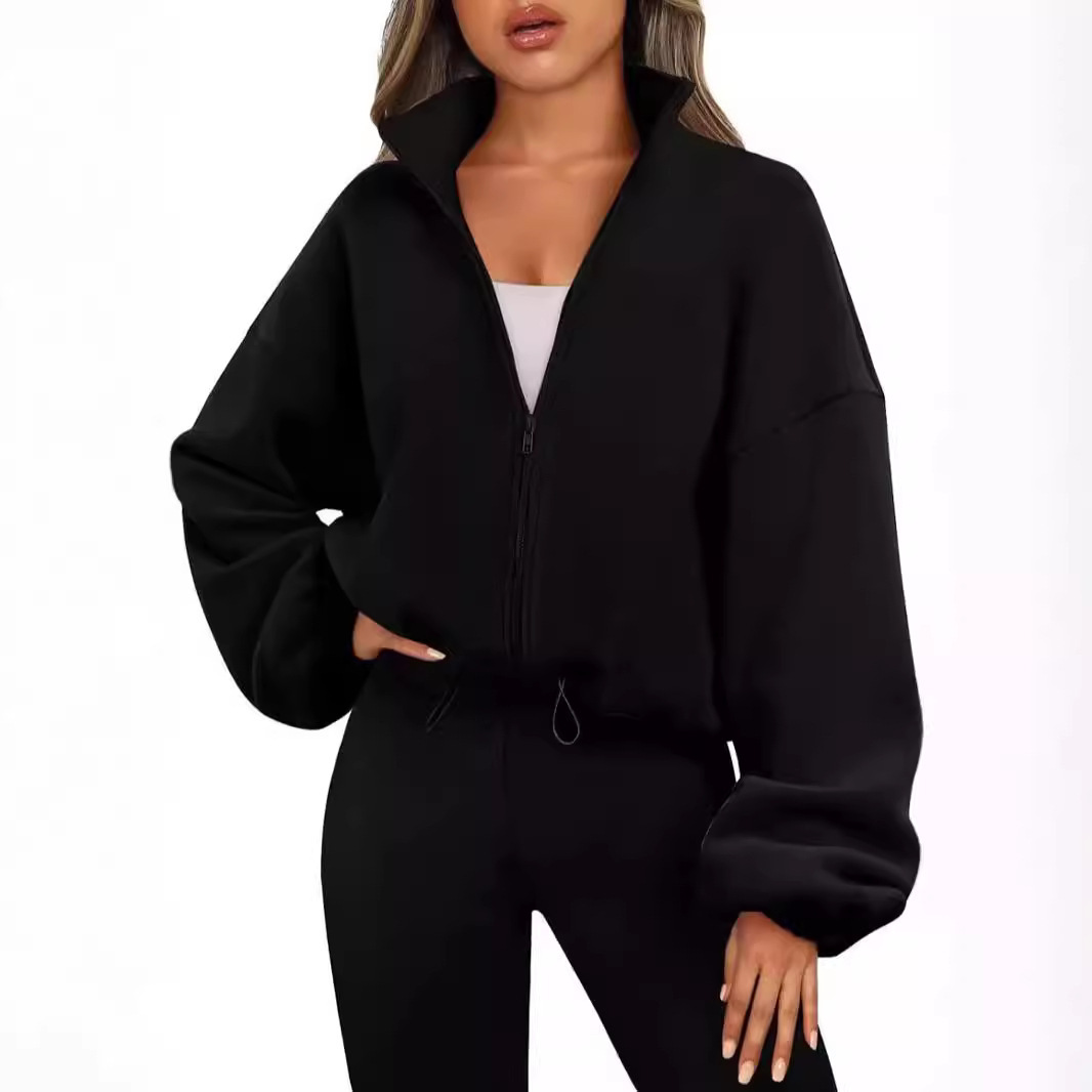 women's autumn and winter new casual top zipper long sleeved sweatshirt
