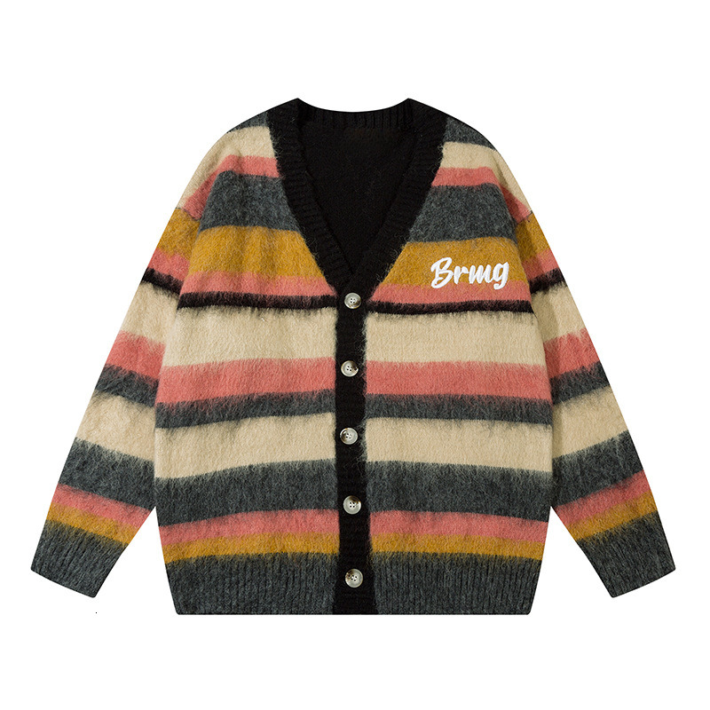Men Women Embroidery Letter Pattern Colorblock Button Front Cardigan