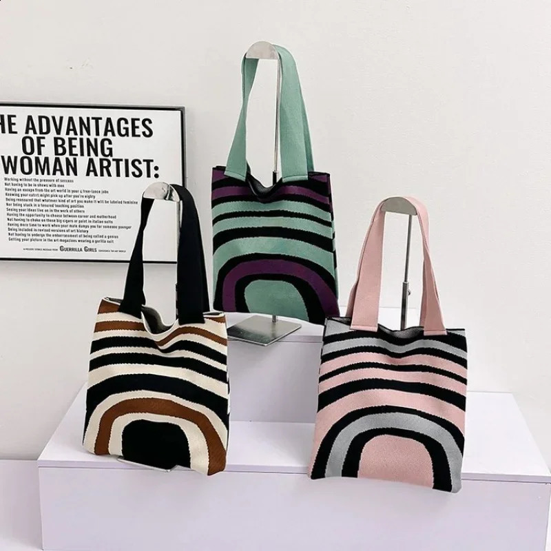 n Fashion Trend Zipper Womens Shoulder Bag 2024 Canvas Car Sewn Woven Shopping Large Capacity 240906