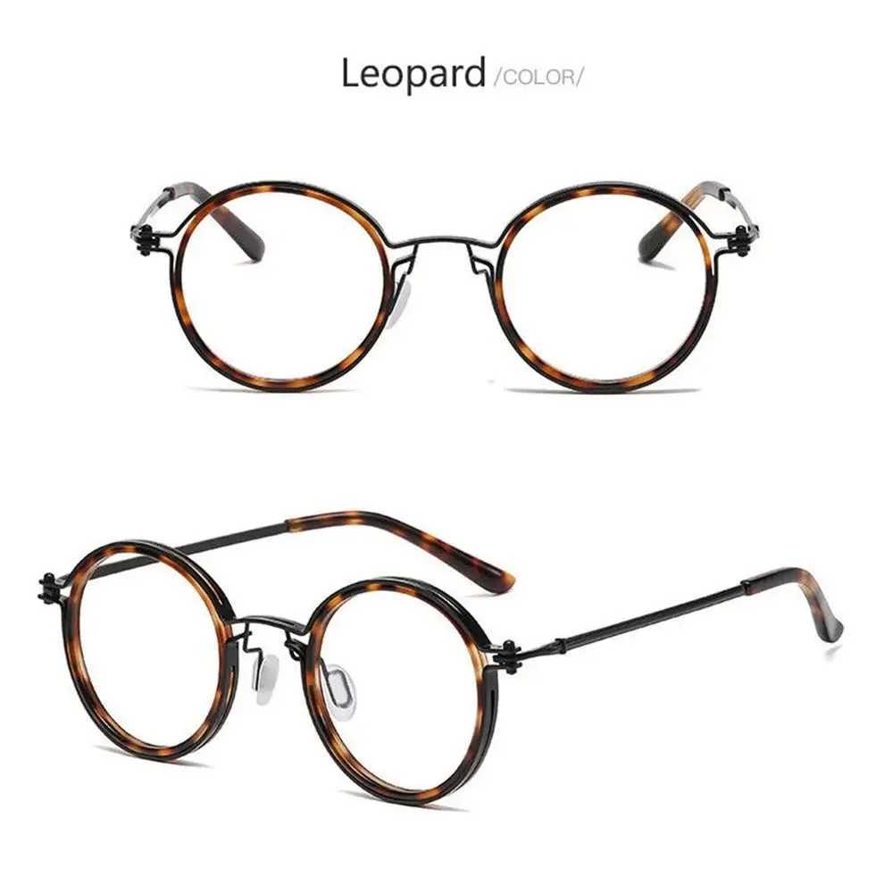 Retro round anti blue light glasses mens office computer goggles metal frame fashionable optics Myopia glasses reading glasses W240906