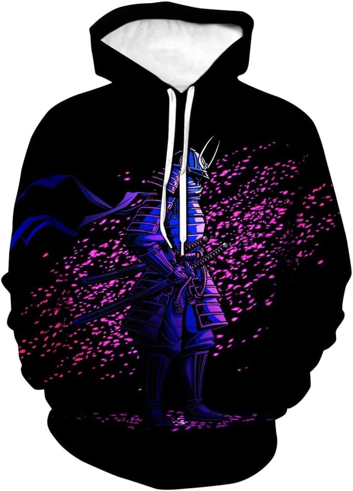 Hoodie for Mens Womens Japanese Hoodies 3D Print Samurai Graphic Long Sleeve Pullover Sweatshirts Graphic Hoodies sweatshirt Pullover Long Sleeve