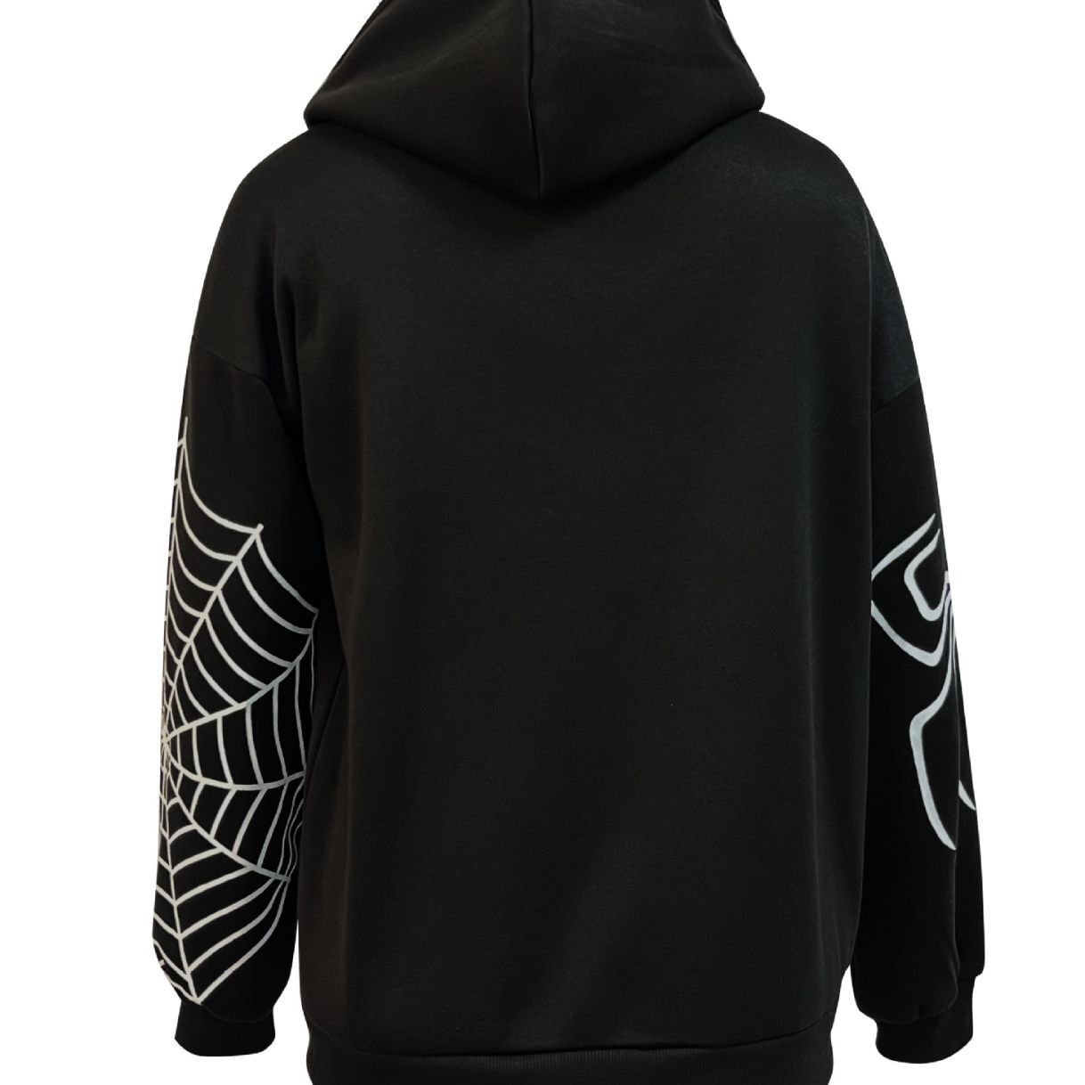 EZwear Plus Spider Web Print Zip Up Drop Shoulder Hoodie Loose Y2K Casual hooded