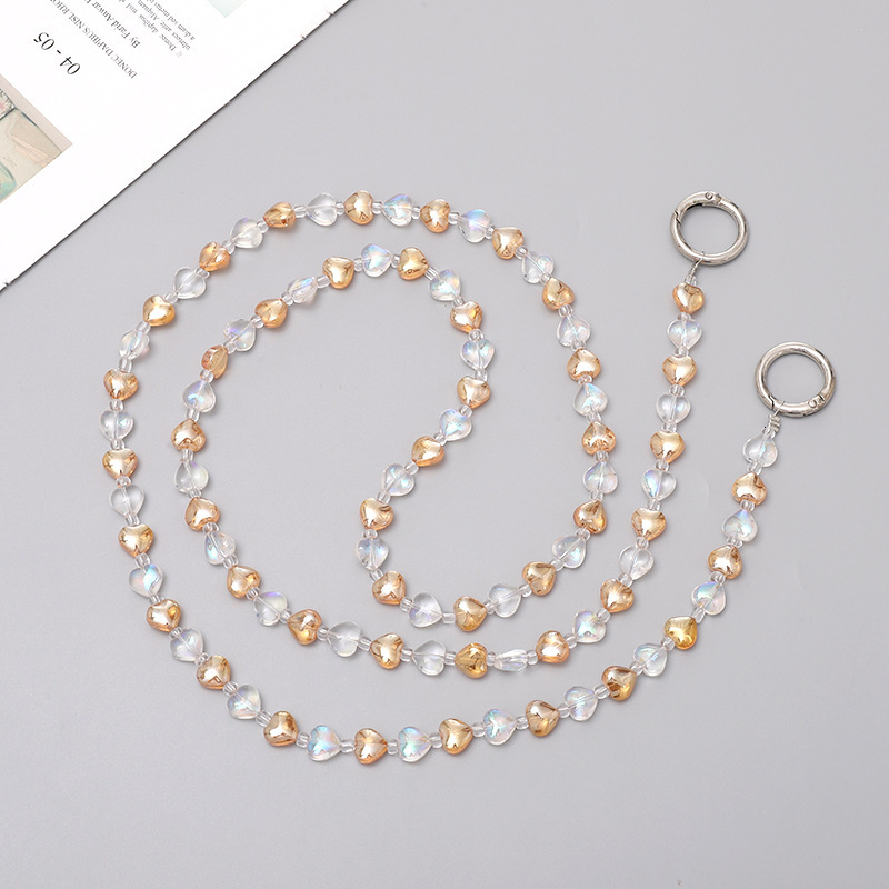 Personalized round crystal crossbody handmade bead love phone hanging rope pendant single shoulder strap bag chain