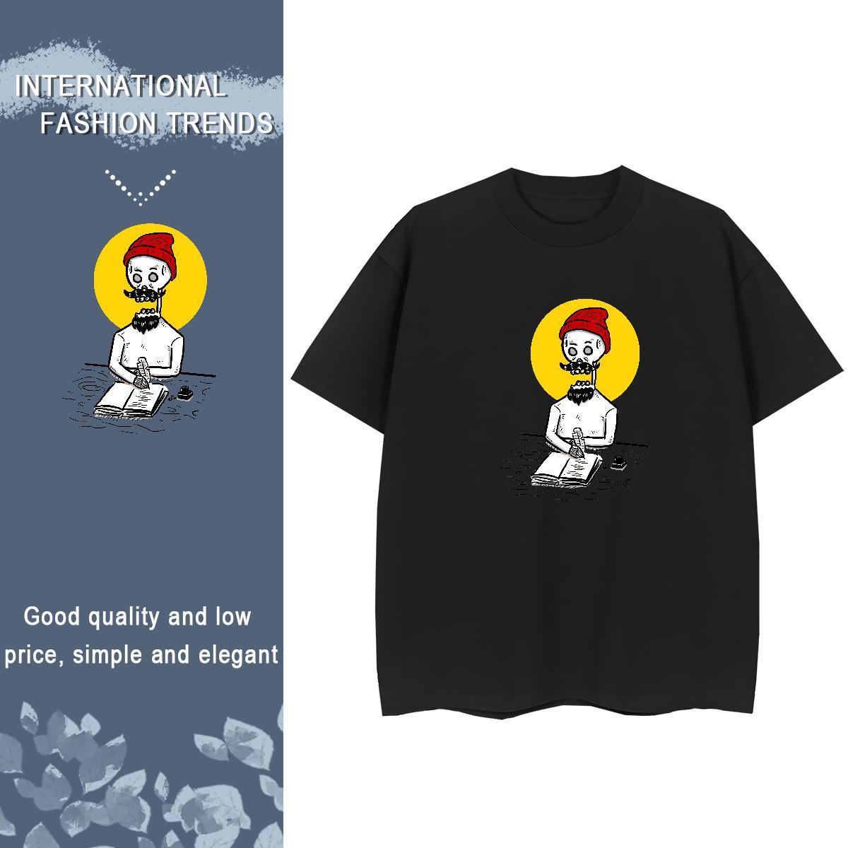 Classic T Shirt For Woman 230g Pure Cotton O Neck Short Sleeves Casual Sport skull Lady T shirt Loose fit Floral Print Top Tees