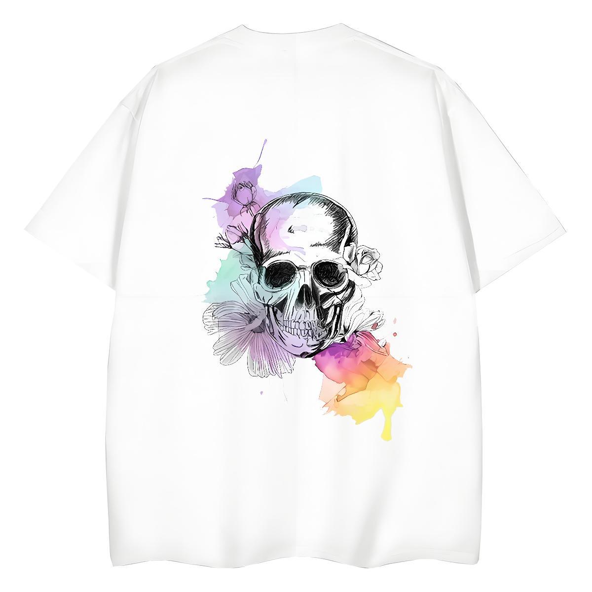 Designer T-Shirts 230g Cotton Short sleeve Soft Sport skull Women Tshirts Unisex Custom Printing Clothes Shirt