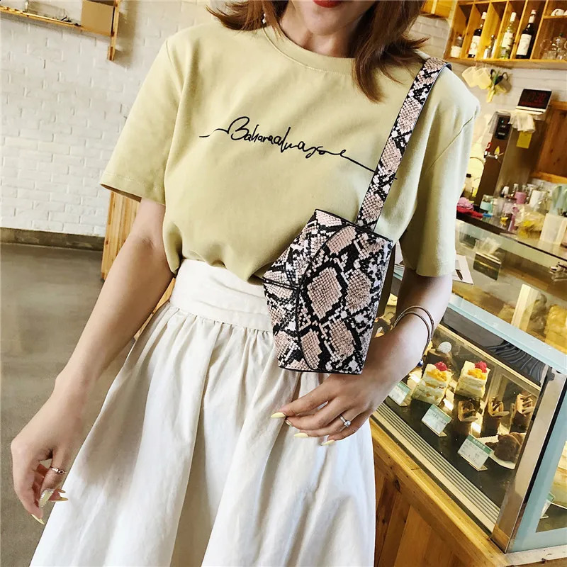 Womens Snake Waist Bag Heart Shaped Belt Bags Fanny Pack PU Leather Crossbody Chest Fashion Small Hip Purse 240906