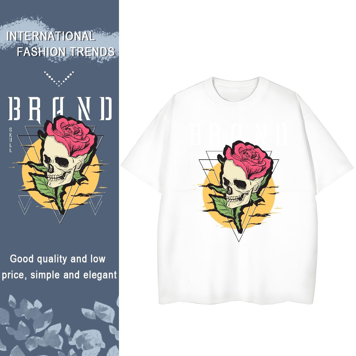 Fashion Casual T-Shirts for Women 230g 100% Cotton Breathable Street skull Womens Tshirts High quality Anime Oversized Clothings