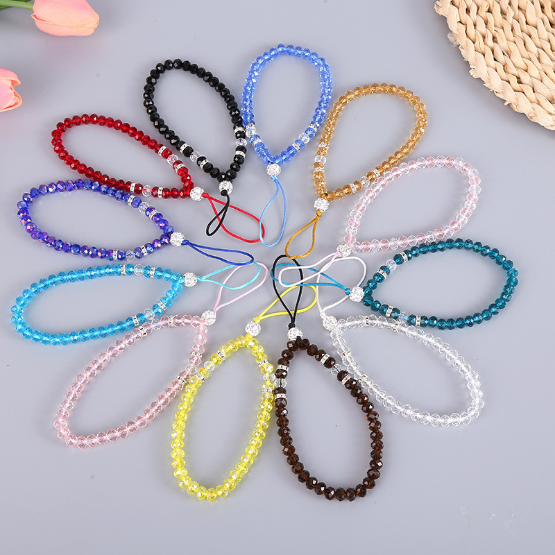 Creative new crystal short bracelet pendant transparent lanyard simple and exquisite mobile phone ornament