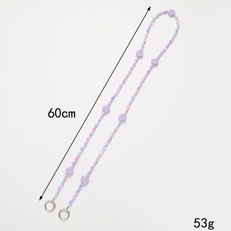 New bead flower acrylic diagonal cross chain long hanging single shoulder strap phone rope
